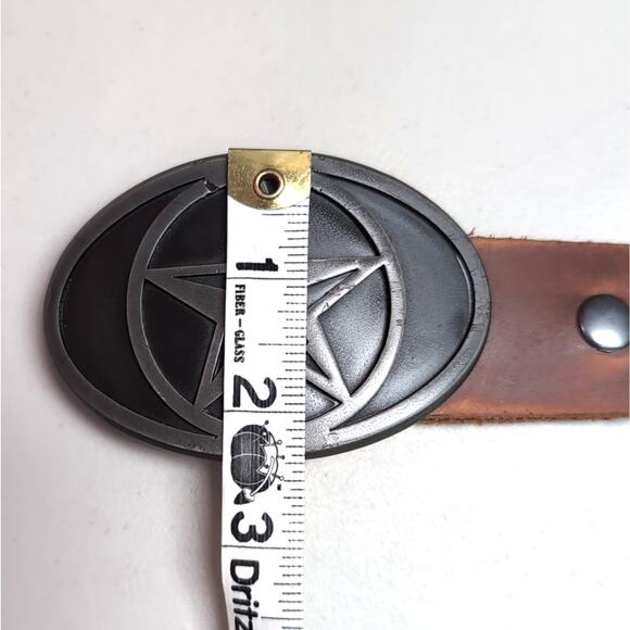 Foster Weld Star Buckle Handmade Tandy Brown Leather Belt Mens XL-XXL Adjustable - Picture 12 of 14